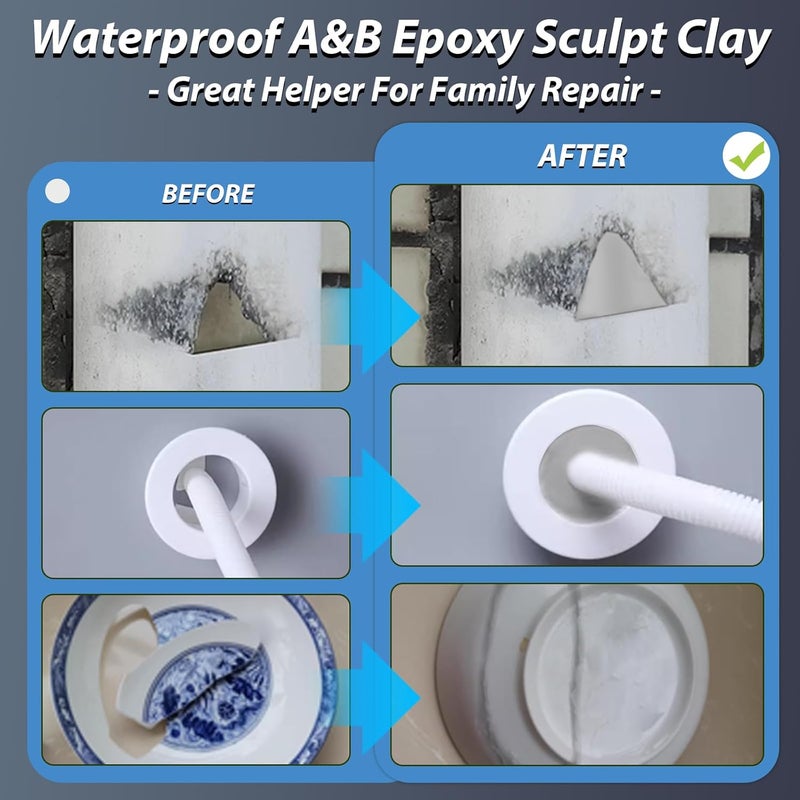 KCUT Epoxy Clay, 2lb Epoxy Sculpt Modeling Clay High Adhesive Pool Putty for Leaks Underwater Self-Hardening AB Modeling Compound DIY Magic Sculpt Paste for Sculpting Repairing Filling Natural - Image 4